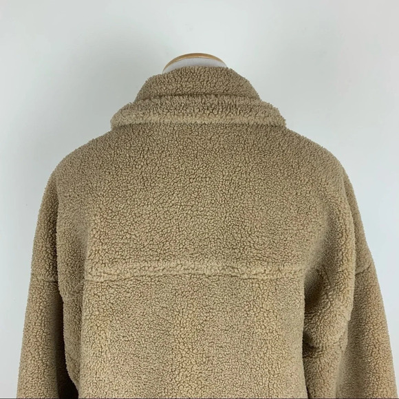 Zara Blogger Favorite Teddy Shearling Jacket Coat Tan Size M - Picture 9 of 12